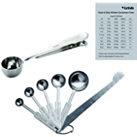 Los mejores  - Yizish Cucharas medidoras del acero inoxidable 304 con la regla de medición- cucharada con el clip- tabla de conversión…